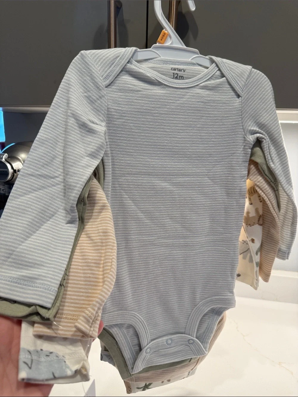 Carter's 4-pack Animal Print & Neutral Long-Sleeve Bodysuit, 12mo